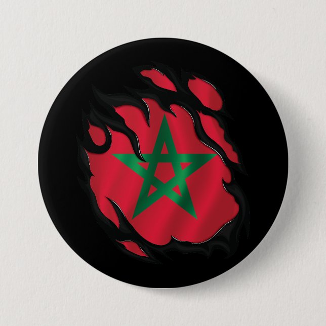 Bóton Redondo 7.62cm Bandeira do Marrocos (Frente)