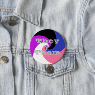 Bóton Redondo 7.62cm Bandeira do Orgulho Genderfluid Espiral de Pronome