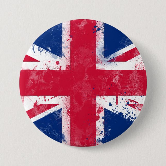 Bóton Redondo 7.62cm Bandeira do Reino Unido ou do Jack da União (Frente)