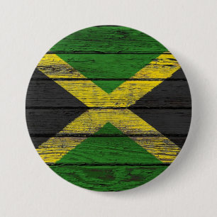 Bóton Redondo 7.62cm Bandeira jamaicana com efeito de madeira áspero d