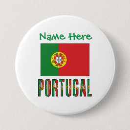 Bóton Redondo 7.62cm Bandeira Personalizada da Herança de Portugal