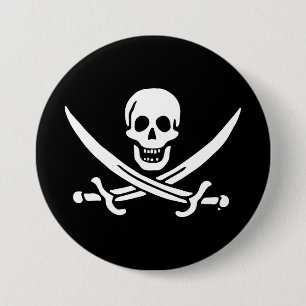 Bóton Redondo 7.62cm Bandeira pirata de Jolly roger