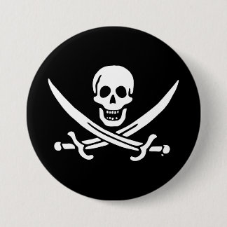 Bóton Redondo 7.62cm Bandeira pirata de Jolly roger