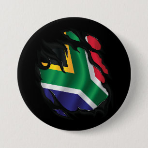 Bóton Redondo 7.62cm Bandeira Rasgada da África do Sul