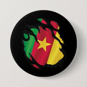 Bóton Redondo 7.62cm Bandeira Rasgada dos Camarões