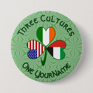 Bóton Redondo 7.62cm Bandeiras do Shamrock Irlandês Americano dos Emira