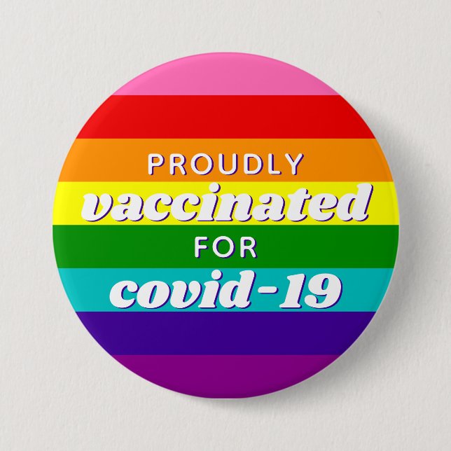 Bóton Redondo 7.62cm Bandeja Orgulho gay do panfleto Arco-Íris Vacinada (Frente)