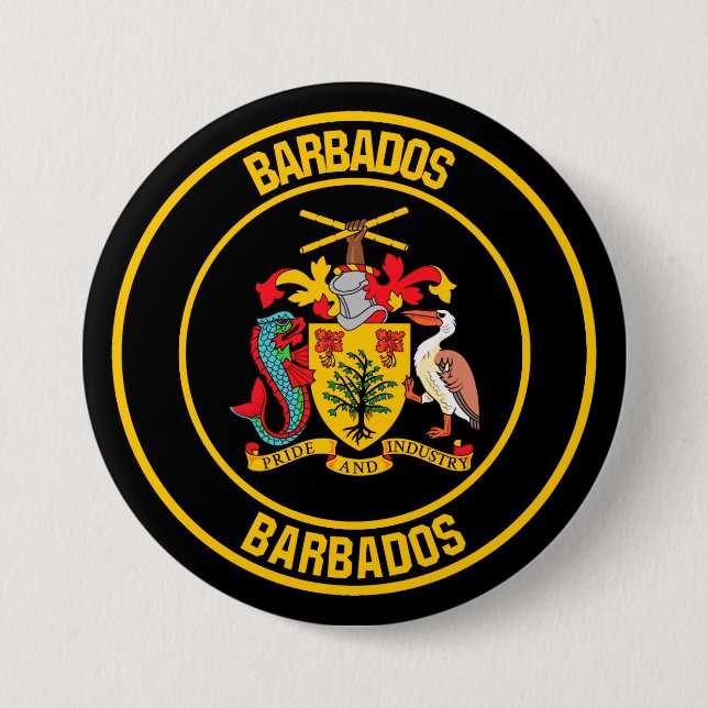 Bóton Redondo 7.62cm Barbados Round Emblem (Frente)