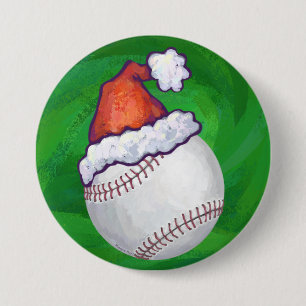 Bóton Redondo 7.62cm Baseball em Santa Hat em verde