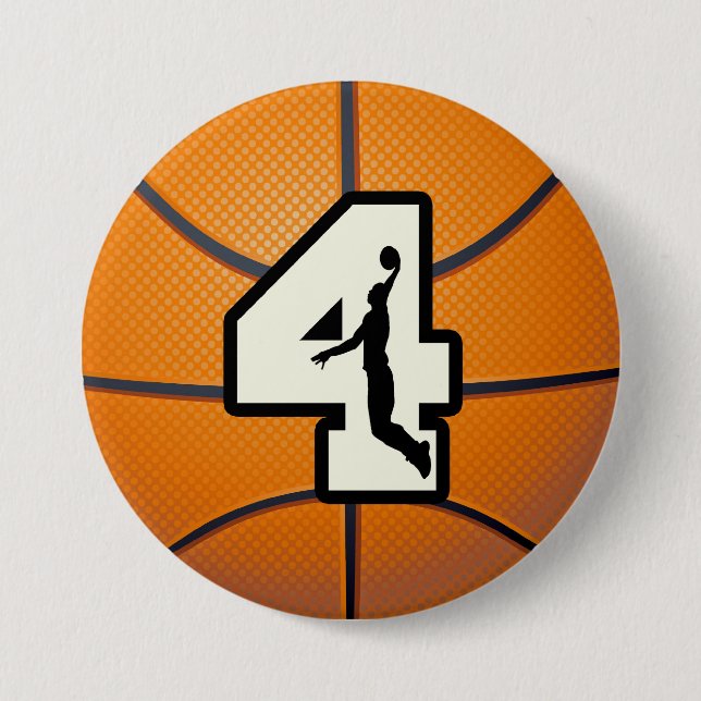 Bóton Redondo 7.62cm Basquetebol e jogador do número 4 (Frente)