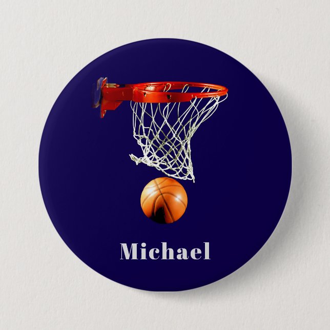 Bóton Redondo 7.62cm Basquetebol Substitua pelo Seu Nome (Frente)