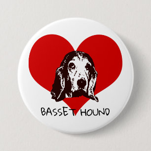 Bóton Redondo 7.62cm Basset Hound Love