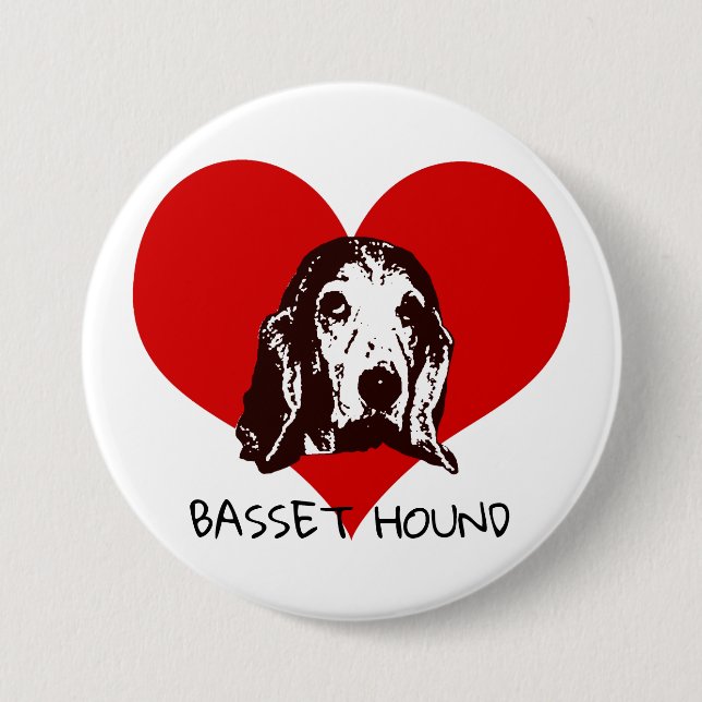 Bóton Redondo 7.62cm Basset Hound Love (Frente)