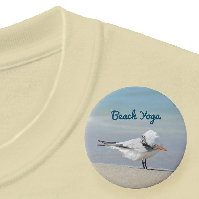 Bóton Redondo 7.62cm Beach Yoga Royal Tern Funny Bird (Criador carregado)