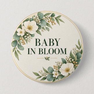 Bóton Redondo 7.62cm Bebê em Floral Verde Sage Botânico