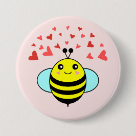 Bóton Redondo 7.62cm Bee Happy Love Heart