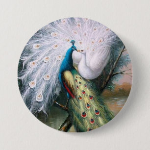 Bóton Redondo 7.62cm Beijo de Peacocks Vintage