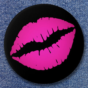 Bóton Redondo 7.62cm Beijo Ombre Preto e Rosa Quente