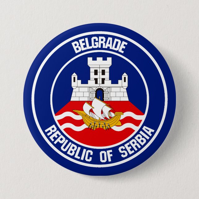 Bóton Redondo 7.62cm Belgrado Round Emblem (Frente)