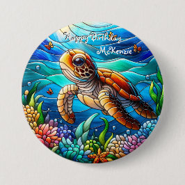 Bóton Redondo 7.62cm Belo Mar de Bebê Nadando