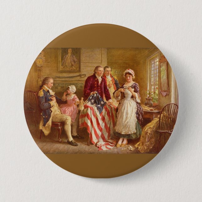 Bóton Redondo 7.62cm Betsy Ross, 1777 (História Americana) (Patriota do (Frente)