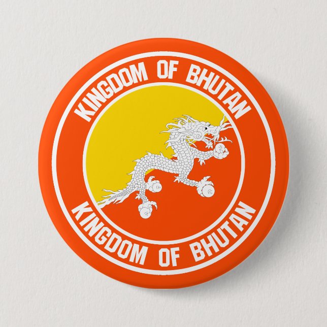 Bóton Redondo 7.62cm Bhutan Round Emblem (Frente)