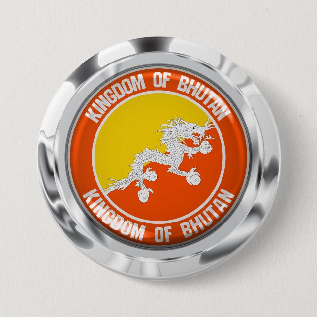 Bóton Redondo 7.62cm Bhutan Round Emblem (Frente)