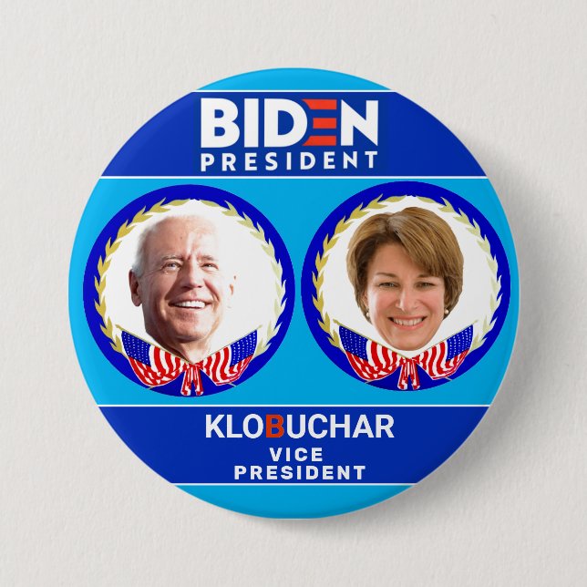 Bóton Redondo 7.62cm Biden/Klobuchar 2020 (Frente)