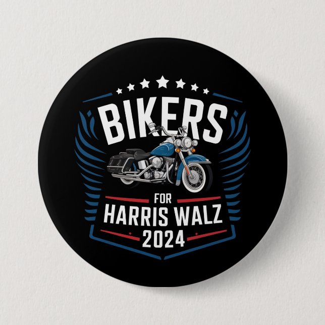 Bóton Redondo 7.62cm Bikers For Harris Walz 2024 Harris Waltz 2024 (Frente)