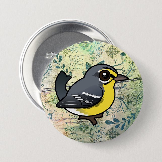 Bóton Redondo 7.62cm Birdorable Adelaide's Warbler (Frente & Verso)