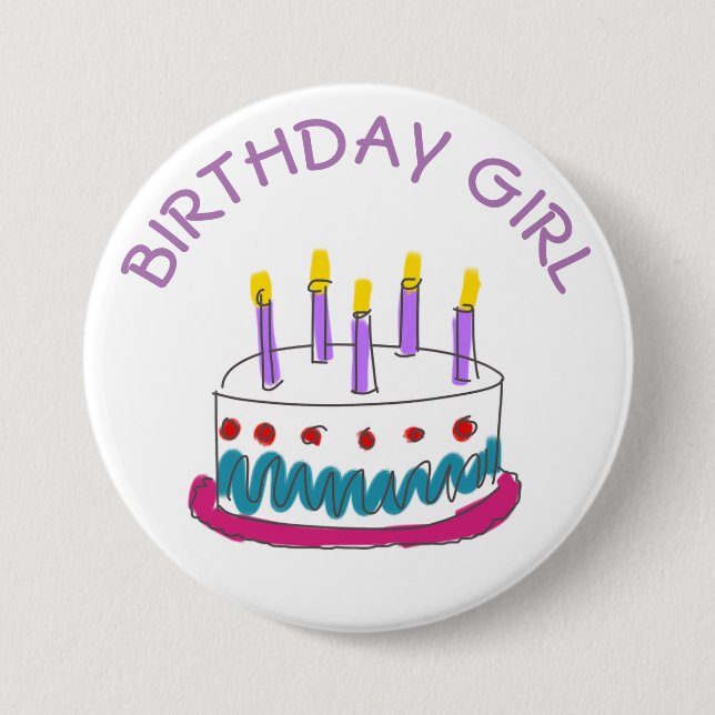 Bóton Redondo 7.62cm Birthday Girl Button (Frente)