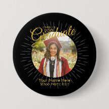 Black & Gold Star Graduate Button