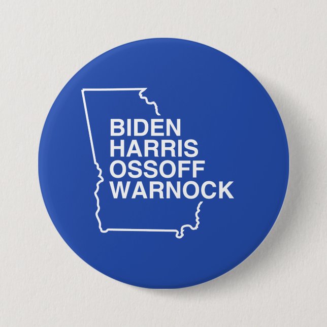 Bóton Redondo 7.62cm Blue Georgia: Biden Harris Ossoff Warnock (Frente)