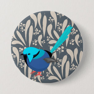 Bóton Redondo 7.62cm Blue Splendid Fairy Wren