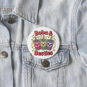 Bóton Redondo 7.62cm BOBA & Besties Vibes - Perfeito para Boba Tea Love
