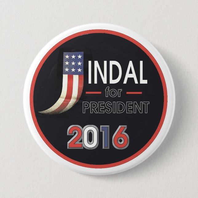 Bóton Redondo 7.62cm Bobby Jindal para o presidente 2016 (Frente)