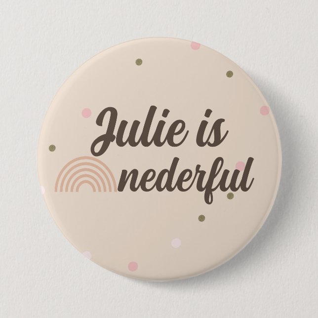 Bóton Redondo 7.62cm Bohemian Rainbow First Birthday Onederful Dots   (Frente)