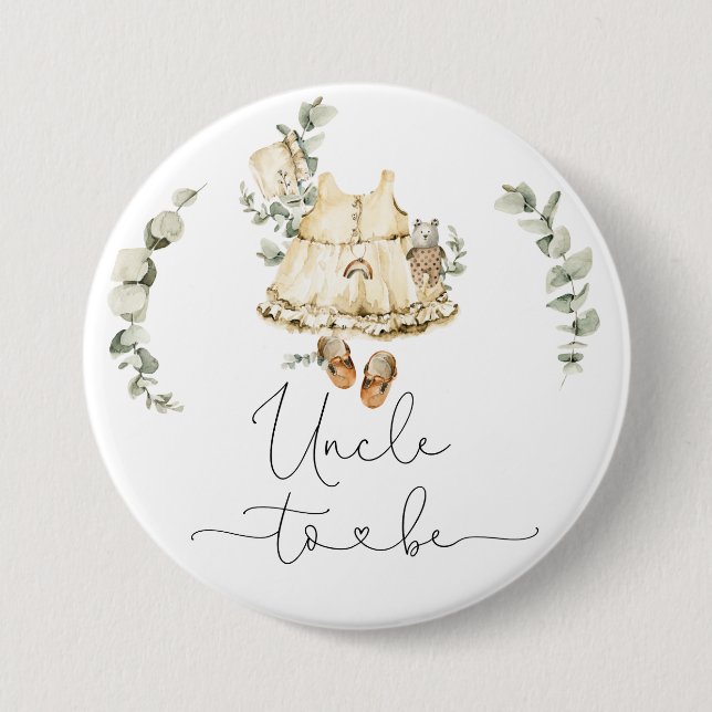 Bóton Redondo 7.62cm Boho berçário eucalyptus chá Tio ser (Frente)