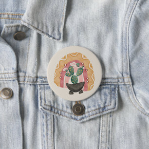 Bóton Redondo 7.62cm Boho Cactus Rainbow: Vibes Vibrantes Do Deserto
