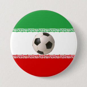 Bóton Redondo 7.62cm Bola de futebol no centro da bandeira iraniana