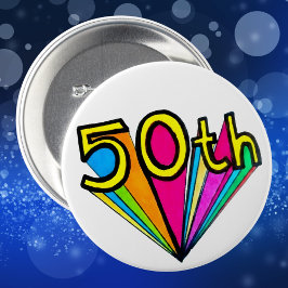 Bóton Redondo 7.62cm Bold Retro 50th Birthday Celebration Design