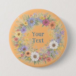 Bóton Redondo 7.62cm Bold Wildflower Wreath Lapel Statement Piece
