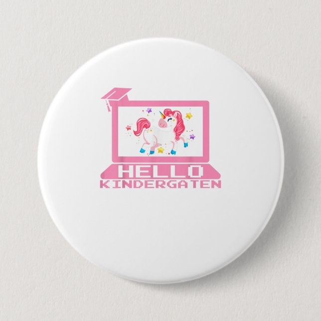 Bóton Redondo 7.62cm Bonito Unicorn Hello Virtual Kindergarten Teac (Frente)