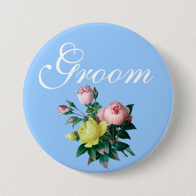 Bóton Redondo 7.62cm bonito vegetação rosa-rosa-rosa e amarela-rosas (Frente)