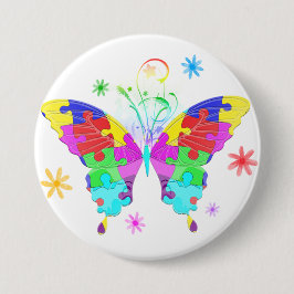 Bóton Redondo 7.62cm Borboleta Autismo