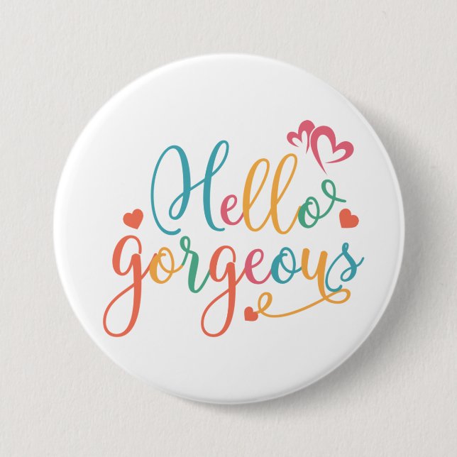 Bóton Redondo 7.62cm Botão Alô Belo de Várias Cores (Frente)