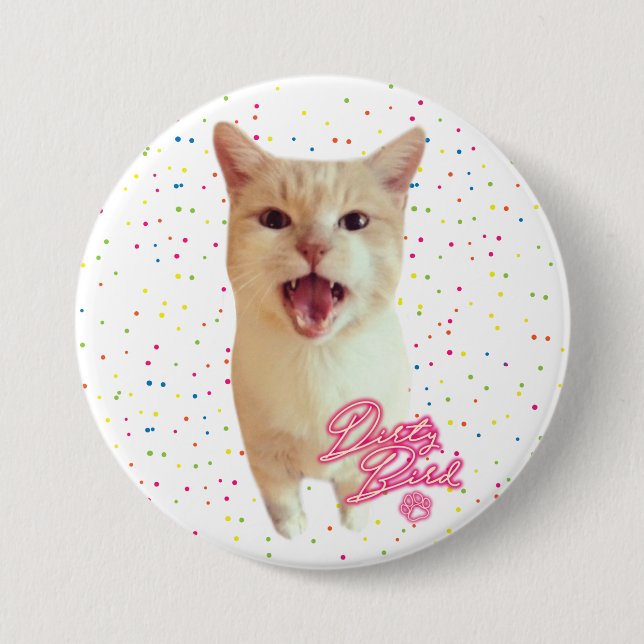 Bóton Redondo 7.62cm Botão Autografado de Pássaro Sujo (Frente)