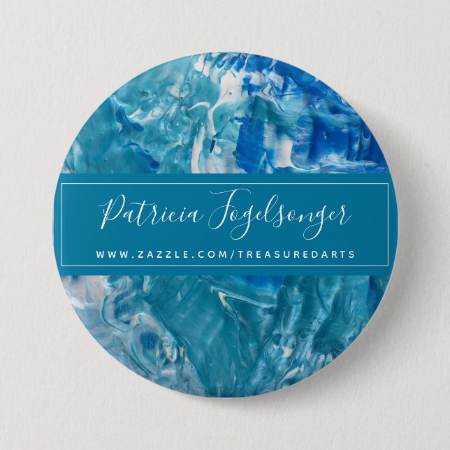 Bóton Redondo 7.62cm Botão Azul Arredondado de Teal Moderno (Frente)