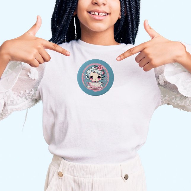 Bóton Redondo 7.62cm Botão Bonito da Boneca de Chá (Criador carregado)