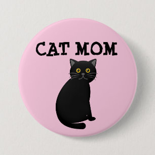 BÓTON REDONDO 7.62CM BOTÃO CAT MOM (CAT PRETO)